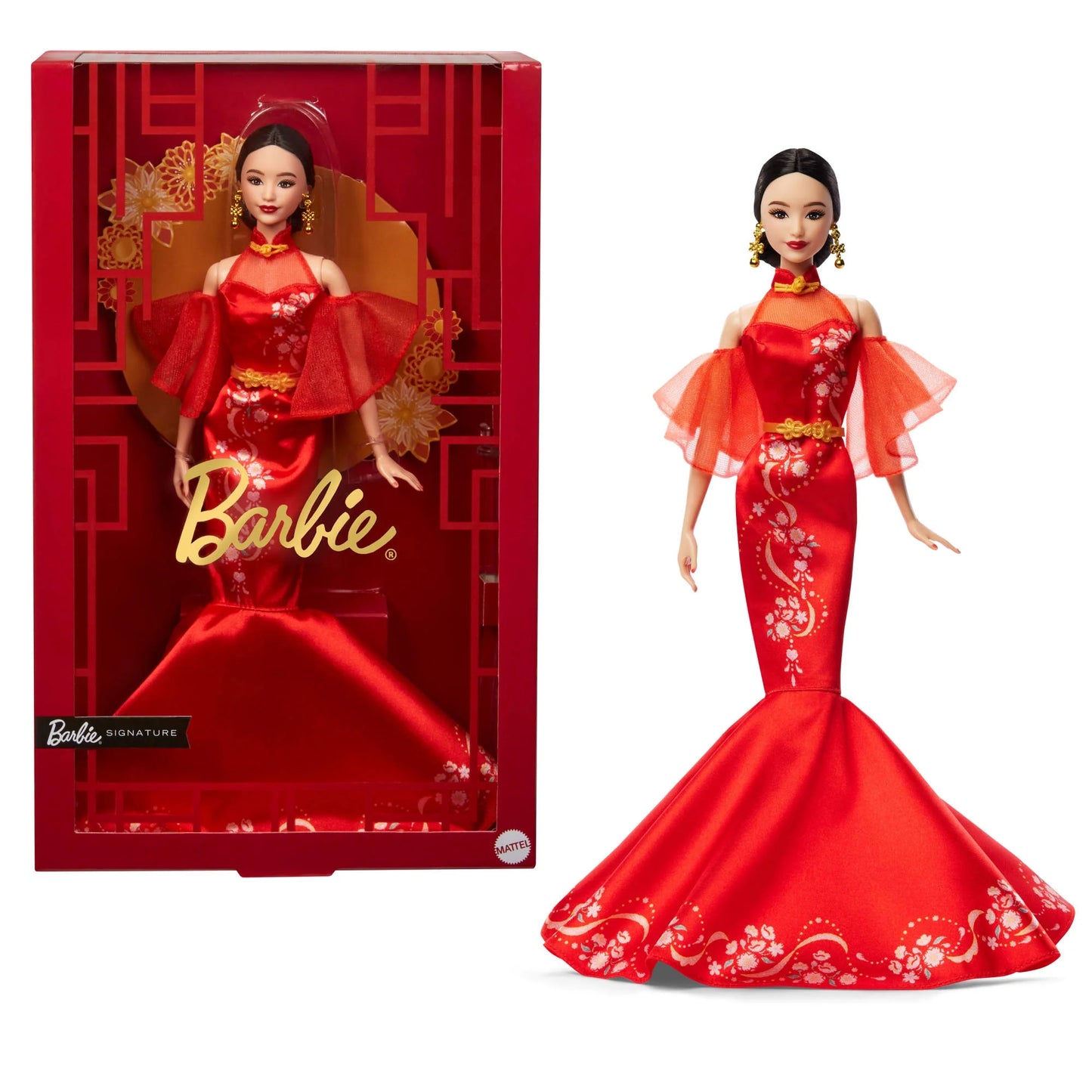 （Pre-Order)Barbie Signature Lunar New Year Barbie Doll Collectible with Qipao Dress & Golden Accessories